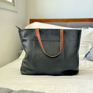 Madewell Leather Tote Bag with Zipper